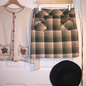 Ann Taylor Loft Green Plaid Fall Mini Skirt 8 Equestrian